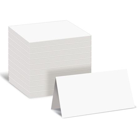 Better Office Products Blank White Place Cards, 2in. x 3.5in. Folded Table Tent Cards, 100PK 64649